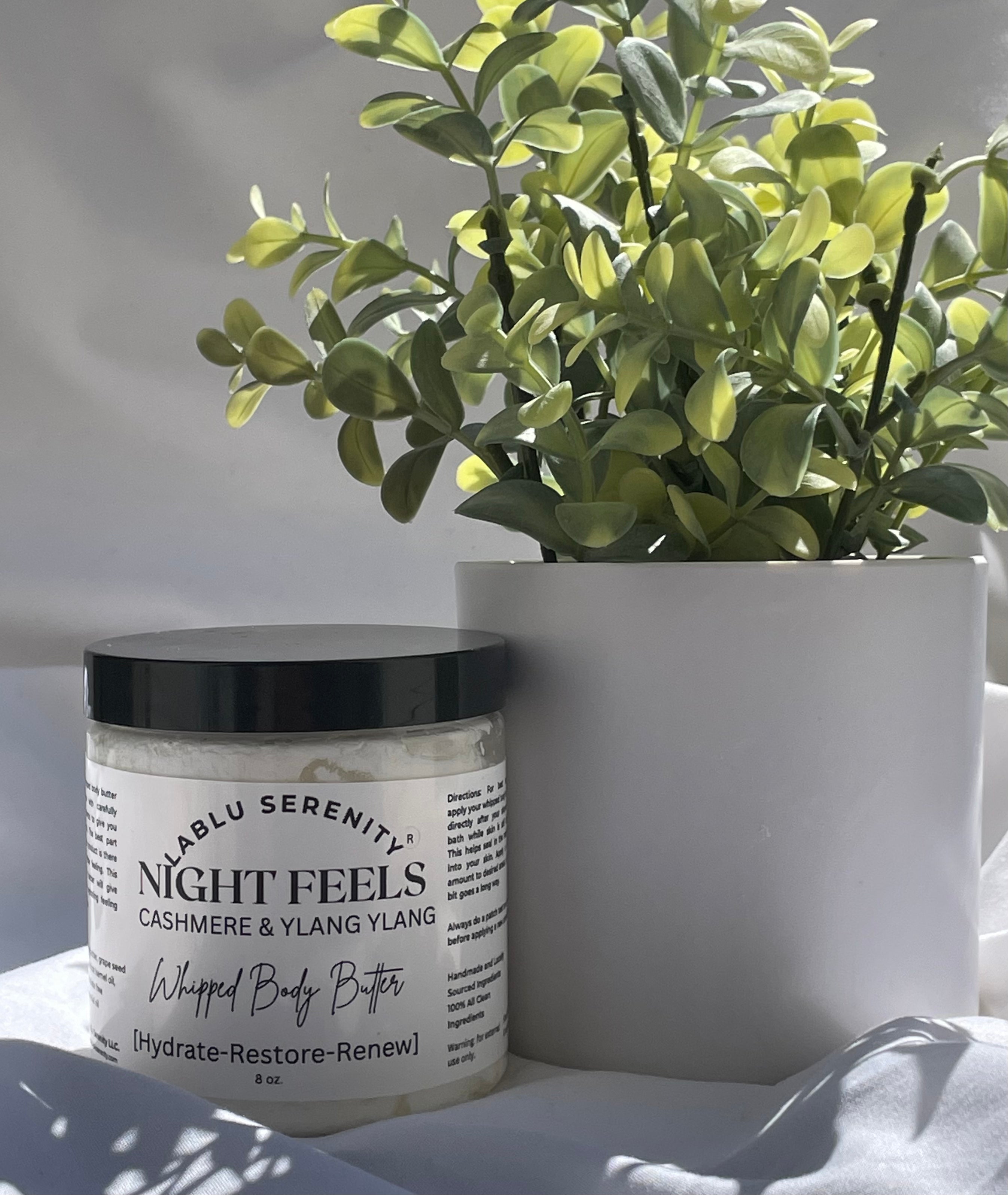 NIGHT FEELS WHIPPED BODY BUTTER (cashmere & ylang ylang scent) – LaBlu  Serenity