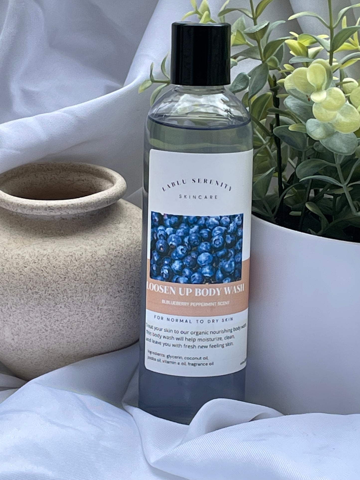 LOOSEN UP LIQUID BODY WASH (blueberry and peppermint)