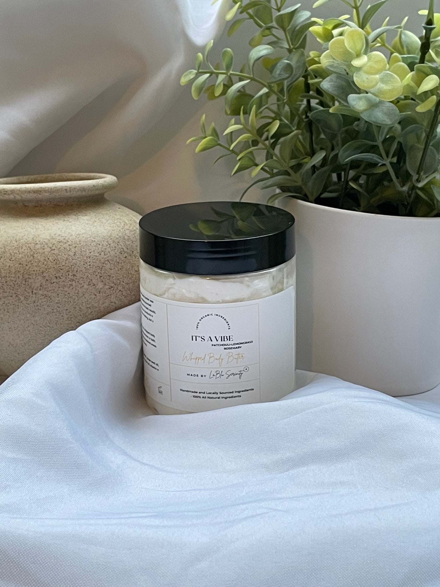 IT’S A VIBE Whipped BODY BUTTER (patchouli essential oil, rosemary essential oil, and lemongrass scent)